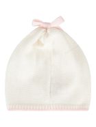 Little Bear Multicolor Hat For Baby Girl With Bow Little Bear Multicolor Hat For Baby Girl With Bow - White