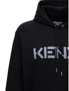 Kenzo Black Cotton Hoodie With Logo Print - Black