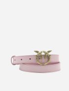 Pinko Leather Belt With Love Birds Buckle Pinko Leather Belt With Love Birds Buckle - Pink