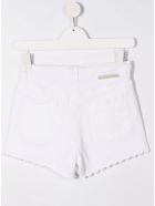 Stella McCartney Kids White Cotton Shorts With Floral Embroidery Stella McCartney Kids White Cotton Shorts With Floral Embroidery - White