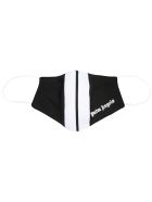 Black Face Mask With Stripes And Logo Palm Angels Black Face Mask With Stripes And Logo