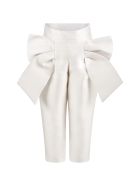 Simonetta Ivory Trouser For Girl Simonetta Ivory Trouser For Girl - White