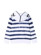 Stella McCartney White Sweatshirt With Blue Stripes Stella McCartney White Sweatshirt With Blue Stripes - Blu