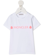 White Newborn T-shirt With Pink Logos Moncler White Newborn T-shirt With Pink Logos