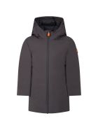 Save the Duck Grey Jacket For Boy With Iconic Logo Save the Duck Grey Jacket For Boy With Iconic Logo - Grey