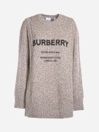 Burberry Wool Blend Sweater With Contrasting Logo Print Burberry Wool Blend Sweater With Contrasting Logo Print - Camel