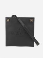 Valentino Garavani Shoulder Bag In Textured Leather Valentino Garavani Shoulder Bag In Textured Leather - Black