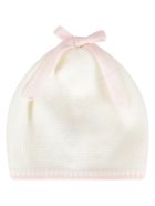 Little Bear Multicolor Hat For Baby Girl With Bow Little Bear Multicolor Hat For Baby Girl With Bow - White