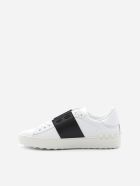 Valentino Garavani Open Sneakers In Leather With Contrasting Colored Band Valentino Garavani Open Sneakers In Leather With Contrasting Colored Band - White