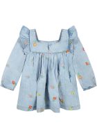 Stella McCartney Kids Light Blue Dress For Baby Girl With Flowers Stella McCartney Kids Light Blue Dress For Baby Girl With Flowers - Light Blue
