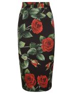 Dolce & Gabbana Rose Print Zipped Skirt Dolce & Gabbana Rose Print Zipped Skirt - Black