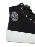 Versace Greca Sneakers In Black Canvas With Logo Versace Greca Sneakers In Black Canvas With Logo - Black