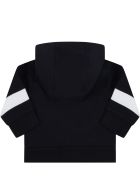 Moncler Blue Sweatshirt For Baby Kids With Iconic Patch Moncler Blue Sweatshirt For Baby Kids With Iconic Patch - Blue