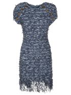 Balmain Button Embellished Tweed Dress Balmain Button Embellished Tweed Dress - Denim