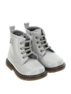 Monnalisa White Leather Boots With Logo Monnalisa White Leather Boots With Logo - Grey