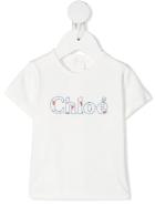 Logo-embroidered T-shirt Chloé Logo-embroidered T-shirt - Bianco sporco