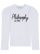 Philosophy di Lorenzo Serafini Kids Long-sleeved Cotton T-shirt With Logo Philosophy di Lorenzo Serafini Kids Long-sleeved Cotton T-shirt With Logo - White