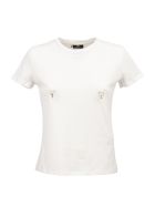 Elisabetta Franchi T-shirt With Piercing Application Elisabetta Franchi T-shirt With Piercing Application - White