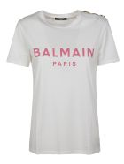 Balmain Button Embellished Logo T-shirt Balmain Button Embellished Logo T-shirt - White