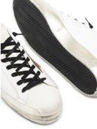 Man White Super-star Sneakers With Black Spoiler And Brown Suede Star Golden Goose Man White Super-star Sneakers With Black Spoiler And Brown Suede Star