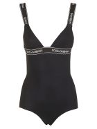 Dolce & Gabbana Rear Cross Strap Logo Swimsuit Dolce & Gabbana Rear Cross Strap Logo Swimsuit - Black