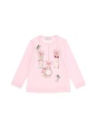 Monnalisa Long-sleeved Jersey T-shirt With Print Monnalisa Long-sleeved Jersey T-shirt With Print - Pink