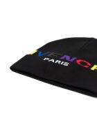 Kids Black Beanie With Multicolored Inlaid Logo Givenchy Kids Black Beanie With Multicolored Inlaid Logo