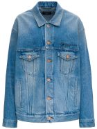 Balenciaga Large Denim Jacket With Logo Balenciaga Large Denim Jacket With Logo - Light blue