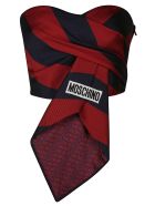 Moschino Tie Detail Logo Patched Stripe Cropped Top Moschino Tie Detail Logo Patched Stripe Cropped Top - Multicolor