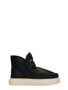 Mou Eskimo Sneaker Low Heels Ankle Boots In Black Leather Mou Eskimo Sneaker Low Heels Ankle Boots In Black Leather - black