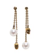Alexander McQueen Pedenti Earrings With Skull Chain Alexander McQueen Pedenti Earrings With Skull Chain - Metallic