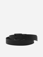 Emporio Armani drawstring-waist Leather Belt With All-over Logo Engraving - Black