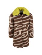 Douuod Brown Coat For Kids With Yellow Collar Douuod Brown Coat For Kids With Yellow Collar - Brown