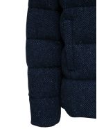 doppiaa Quilted Down Jacket In Blue Herringbone Wool doppiaa Quilted Down Jacket In Blue Herringbone Wool - Blu