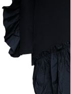 RED Valentino Black Cotton Dress With Taffeta Ruffle Detail RED Valentino Black Cotton Dress With Taffeta Ruffle Detail - Black