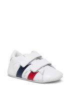 Moncler Leather Crib Sneakers With Logo Moncler Leather Crib Sneakers With Logo - White