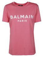 Balmain Button Embellished Logo T-shirt Balmain Button Embellished Logo T-shirt - Pink