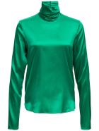 Tessa Turtleneck In Green Silk Blend Tessa Turtleneck In Green Silk Blend - Green