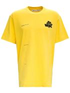Off-White Off Blur Cotton T-shirt With Print Off-White Off Blur Cotton T-shirt With Print - Yellow