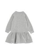 Monnalisa Dress With Long Sleeves And Front Logo Monnalisa Dress With Long Sleeves And Front Logo - Grey