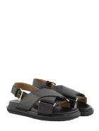 Marni Criss-cross Fussbett Calfskin Sandal Marni Criss-cross Fussbett Calfskin Sandal - Black