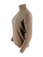 Brunello Cucinelli English Rib Cashmere Turtleneck Sweater With Monili On The Back Brunello Cucinelli English Rib Cashmere Turtleneck Sweater With Monili On The Back - Tobacco
