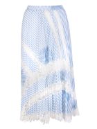 Light Blue Pleated Skirt With Lace Inserts Ermanno Scervino Light Blue Pleated Skirt With Lace Inserts