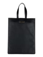 Comme Des Garcons Wallet Leather Logo Print Tote Bag Comme des Garçons Wallet Comme Des Garcons Wallet Leather Logo Print Tote Bag - BLACK
