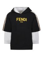 Fendi Black Sweatshirt For Kids With Logo Fendi Black Sweatshirt For Kids With Logo - Black
