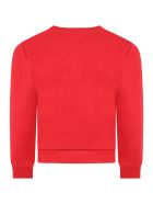 Sonia Rykiel Red Sweatshirt For Girl With Logos Sonia Rykiel Red Sweatshirt For Girl With Logos - Red