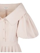 Pale Pink Poplin Midi Dress With Open Collar Alexander McQueen Pale Pink Poplin Midi Dress With Open Collar - Tea rose
