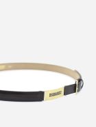 Dsquared2 Embossed Leather Belt With Logo Plate Dsquared2 Embossed Leather Belt With Logo Plate - Dark brown