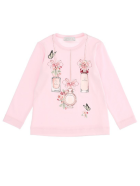 Monnalisa Long-sleeved Jersey T-shirt With Print Monnalisa Long-sleeved Jersey T-shirt With Print - Pink