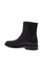 Balenciaga Leather Booties With Contrasting Logo Balenciaga Leather Booties With Contrasting Logo - Black